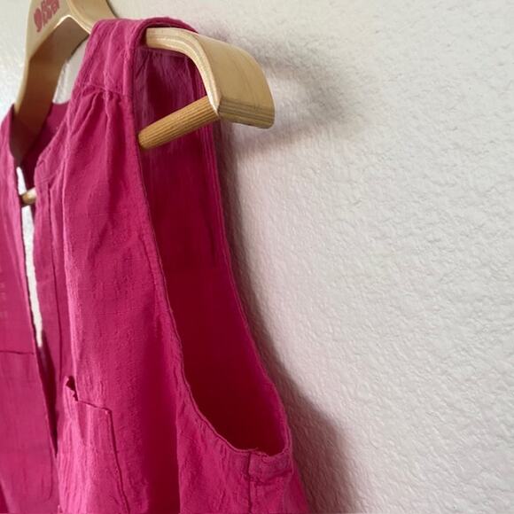 Falls Creek Womens Fuchsia Pink Sleeveless 100% Cotton Top Notch Neckline Small - Picture 6 of 10